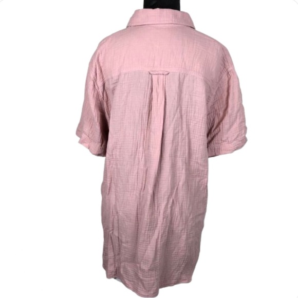 Madewell Shirt Lightspun Short Sleeve Flap-Pocket Dusty Pink 100% Cotton Gauze M - Picture 4 of 10
